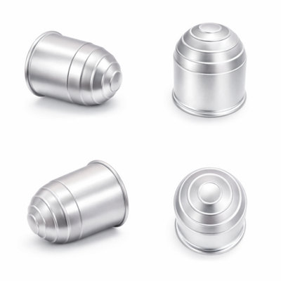 4 x Tow Bar Ball Cover 50mm - Silver Matt Towball Protector Cap ...