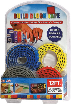 4 x Toy Block Building Tape Rolls - Self Adhesive Flexible Peel & Stick ...