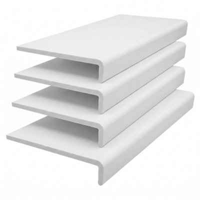 4 x uPVC Bullnose Window Board, Internal Window Sill Capping, White ...