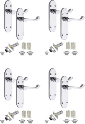 4 x Victorian Epsom Design Scroll Handle Ball Bearing Hinges and Latch Set