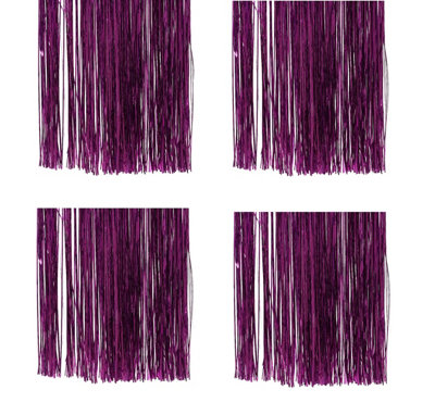 4 x Violet Purple Lametta Foil Tinsel Garland Strand Christmas Tree Decor 50x40cm