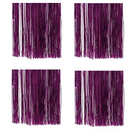 4 x Violet Purple Lametta Foil Tinsel Garland Strand Christmas Tree Decor 50x40cm