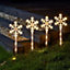 4 x Warm White Large Snowflake Stake Lights - Battery Powered Indoor Outdoor Garden Pathway Lighting with 64 LEDs & Timer