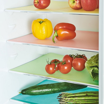 4 x Washable Fridge Mats - Waterproof Non-Slip Colourful Refrigerator ...
