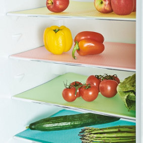 4 x Washable Fridge Mats - Waterproof Non-Slip Colourful Refrigerator, Drawer, Cupboard or Shelf Liners - Each Measure W45 x H29cm