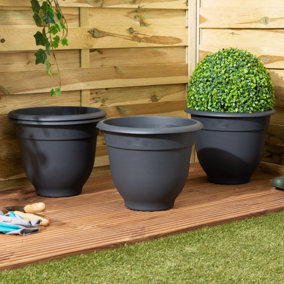 4 x Wham Bell Pot 36cm Round Recycled Plastic Planter Slate