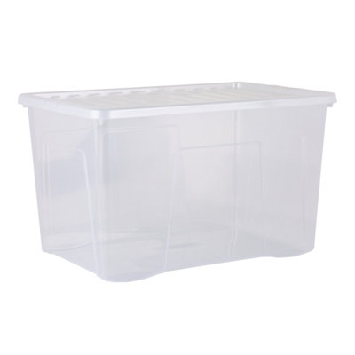 4 x Wham Crystal 102L Stackable Plastic Storage Box & Lid Clear