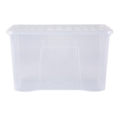 4 x Wham Crystal 102L Stackable Plastic Storage Box & Lid Clear