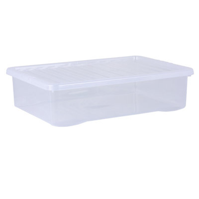 4 x Wham Crystal 46L Stackable Plastic Storage Box & Lid Clear - 4