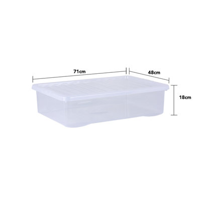 4 x Wham Crystal 46L Stackable Plastic Storage Box & Lid Clear - 6