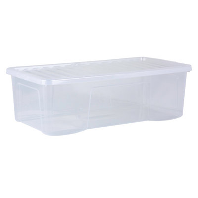 4 x Wham Crystal 62L Stackable Plastic Storage Box & Lid Clear