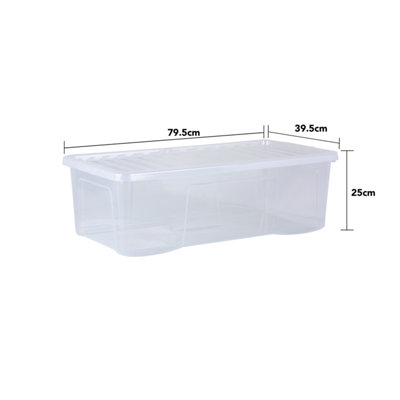 4 x Wham Crystal 62L Stackable Plastic Storage Box & Lid Clear - 5