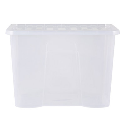 4 x Wham Crystal 80L Stackable Plastic Storage Box & Lid Clear