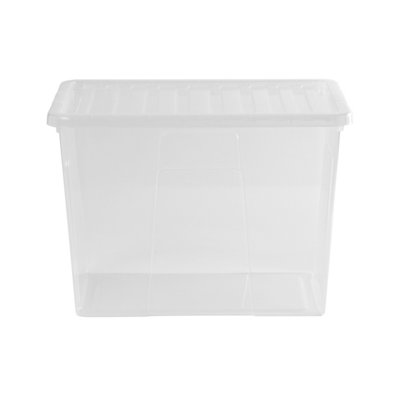 4 x Wham Crystal 80L Stackable Plastic Storage Box & Lid Clear - 4