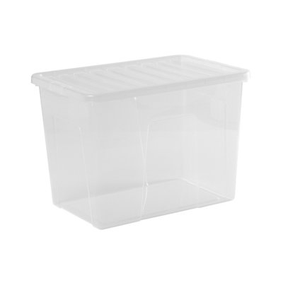 4 x Wham Crystal 80L Stackable Plastic Storage Box & Lid Clear - 5