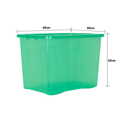4 x Wham Crystal 80L Stackable Plastic Storage Box & Lid Tint Leprechaun Green - 5