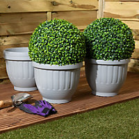 4 x Wham Etruscan 30.5cm Round Recycled Plastic Planter Soft Grey