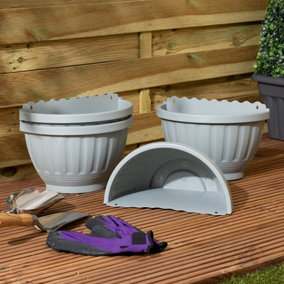 4 x Wham Etruscan 30cm Recycled Plastic Wall Basket Soft Grey
