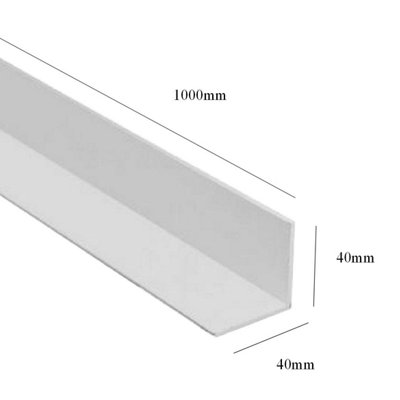 4 x White 1 Metre UPVC Plastic Rigid Angle 40 x 40mm Corner Cover Trim ...