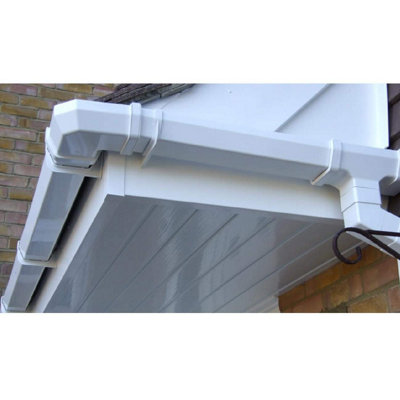 4 X WHITE SQUARE FASCIA GUTTER BRACKETS, FREEFLOW 114MM RAIN WATER