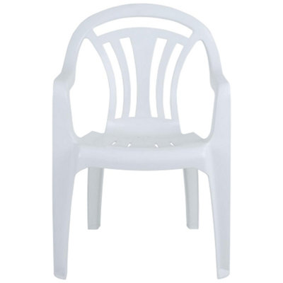 4 x White Stackable Low Back Outdoor Space Saving Garden Plastic Patio ...