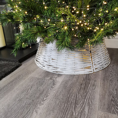 40/58cm Samuel Alexander KD Willow Christmas Tree Skirt Wicker Rattan- Medium Light Grey - 3