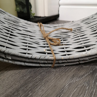 40/58cm Samuel Alexander KD Willow Christmas Tree Skirt Wicker Rattan- Medium Light Grey - 6