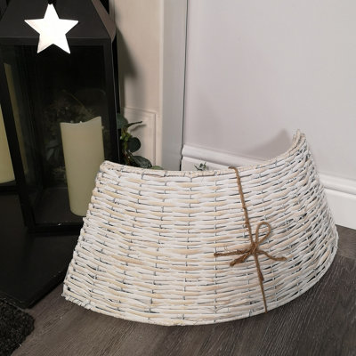 40/58cm Samuel Alexander KD Willow Christmas Tree Skirt Wicker Rattan- Medium White Wash - 5