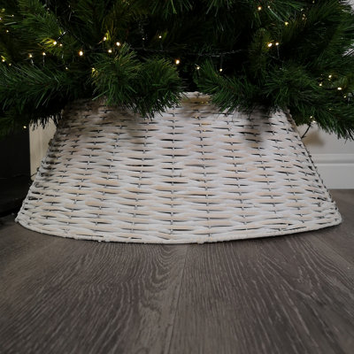 40/58cm Samuel Alexander KD Willow Christmas Tree Skirt Wicker Rattan- Medium White Wash - 7