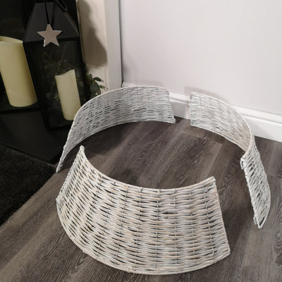 40/58cm Samuel Alexander KD Willow Christmas Tree Skirt Wicker Rattan- Medium White Wash - 8