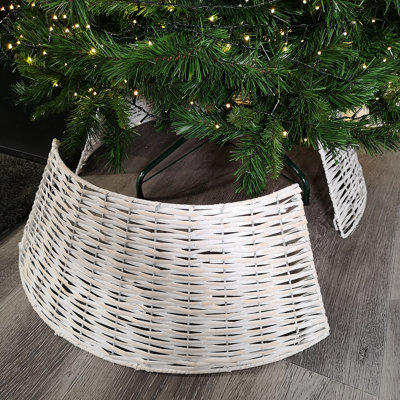40/58cm Samuel Alexander KD Willow Christmas Tree Skirt Wicker Rattan- Medium White Wash - 9