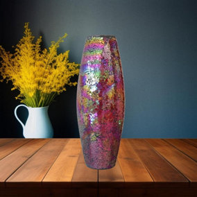 40 Cm Crackle Flowers Vase Tabletop Vases For Home Decorations(Red Multi)