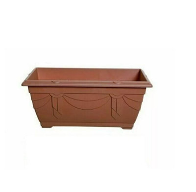 40 cm Rectangular Plastic Window Planter Plant Pot Outdoor Patio Garden Flower Growbag Boxes Terracotta