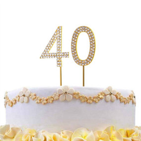 40 Gold Diamond Sparkley Cake Topper Number Year For Birthday Anniversary Party Decorations