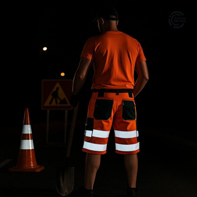 40 INCH 56 EU ArtMas FLASH Hi Vis Orange Work Shorts for Men
