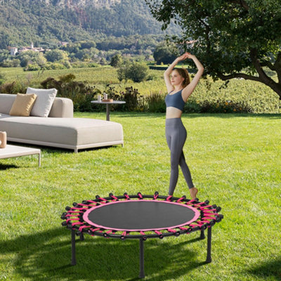 40 Inch Black Pink Round Garden Trampoline Fitness Trampoline for