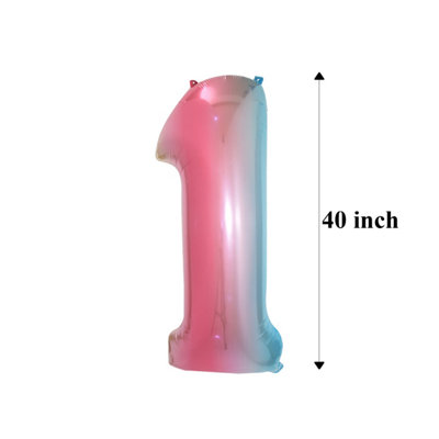 40 Inch Self-Inflating Foil Balloons 1 Number Balloons for Birthdays ...