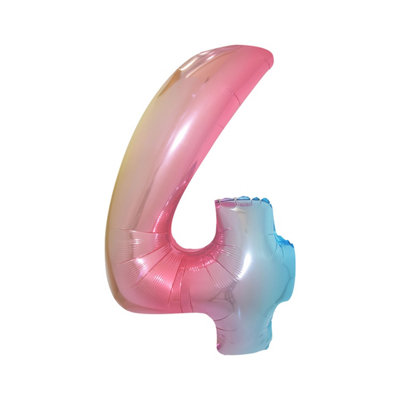 40 Inch Self-Inflating Foil Balloons 4 Number Balloons for Birthdays ...
