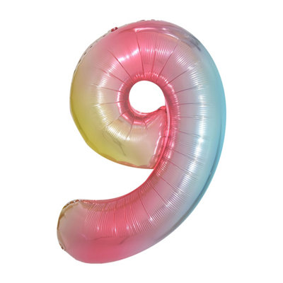 40 Inch Self-Inflating Foil Balloons 9 Number Balloons for Birthdays ...