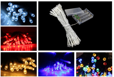 40 LED Indoor Battery String Lights 4M Length Party Fairy Christmas / White / Clear Cable