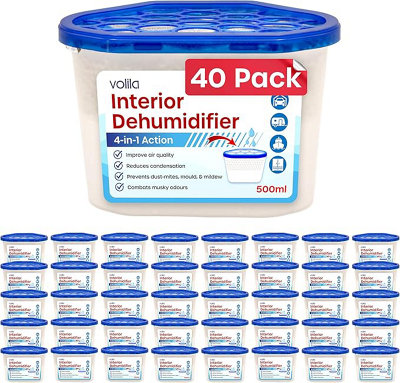 40 Pack Disposable Dehumidifier Tubs Superb Condensation Absorbers 500ml for Home, Office, or Caravan