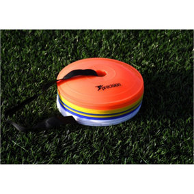 40 Pack Near Flat Sports Pitch Markers - 8.5 Inch Round Slim Cones & Carry Bag