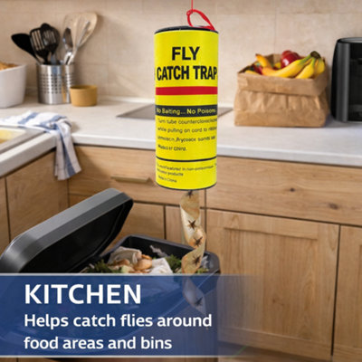 40 Pack Sticky Fly Paper Strips Non Toxic Fly Catchers for Home Kitchen ...