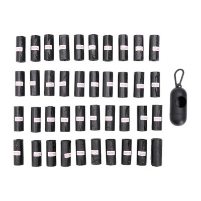 40 Rolls Black Dog Feces Bags with Dispenser, 22cm W x 30cm L