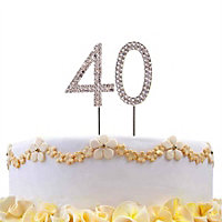 40  Silver Diamond Sparkley CakeTopper Number Year For Birthday Anniversary Party Decorations
