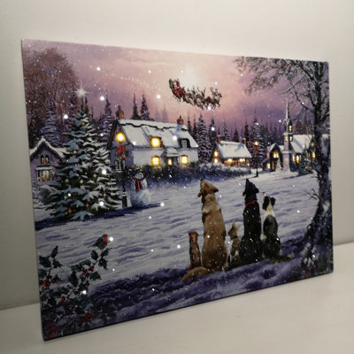 Dogs watching hotsell santa lighted canvas