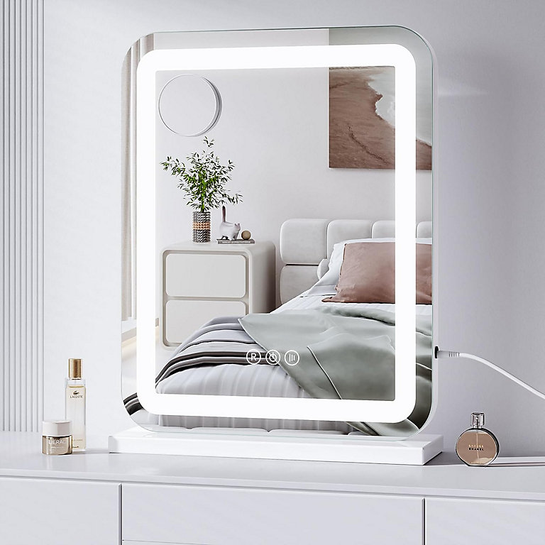 40 x 50 cm LED Hollywood Vanity Mirror with 3 Color Modes Dimmable Strip Light | DIY at B&Q