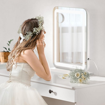 40 x 50 cm LED Hollywood Vanity Mirror with 3 Color Modes Dimmable Strip Light