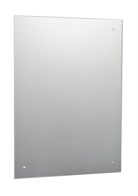 40 x 50cm Rectangle Frameless Bathroom Mirror with Pre-drilled Holes and Wall Hanging Fittings