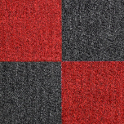 40 x Carpet Tiles 10m2 / Charcoal Black & Scarlet Red - 3